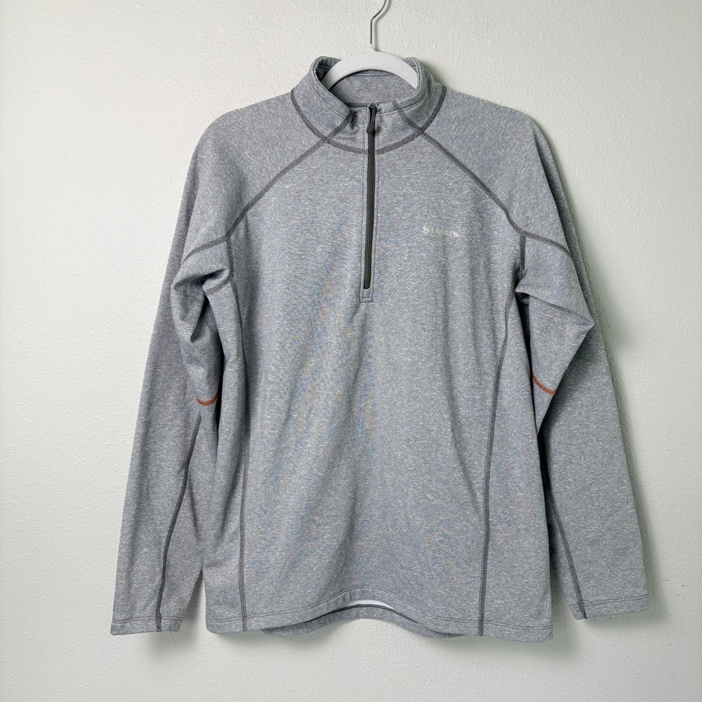 Simms Quarter Zip Pullover Mens M Gray Fishing Performance Shirt Long Sleeves